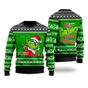 Ugly Grinch Christmas Sweater Dr. Seuss How The Stole