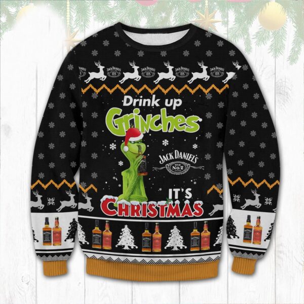 Ugly Grinch Christmas Sweater Drink Up Grinches Funny