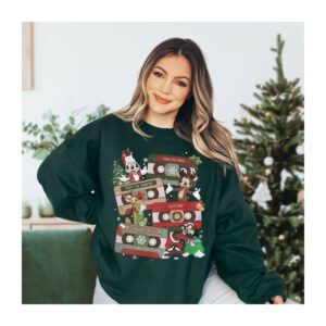 Vintage Christmas Mickey And Friend Music Cassette Tapes Sweatshirt