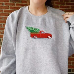 Vintage Christmas Truck Embroidered Sweatshirt