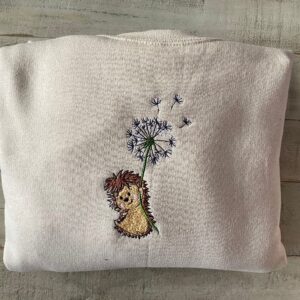 Vintage Cute Hedgehog Embroidered Sweatshirt