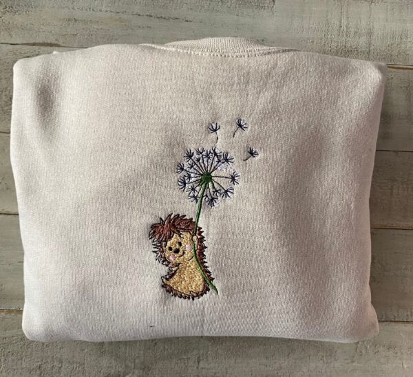 Vintage Cute Hedgehog Embroidered Sweatshirt