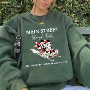 Vintage Disney Sweatshirt Main Street Sleigh Rides Christmas