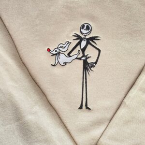 Vintage Embroidered Sweatshirt Halloween Skeleton And Dog