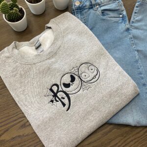 Vintage Embroidered Sweatshirt Inspired Boo Halloween