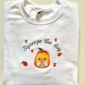 Vintage Embroidered Sweatshirt Inspired Orange Squishmallow