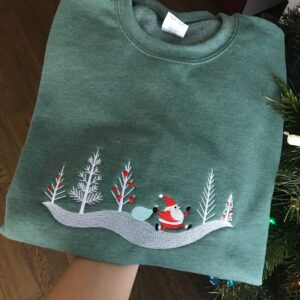 Vintage Embroidered Sweatshirt Inspired Santa Claus on the Road