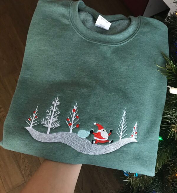 Vintage Embroidered Sweatshirt Inspired Santa Claus On The Road