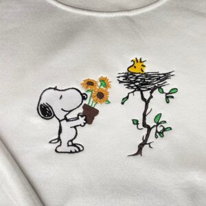 Vintage Embroidered Sweatshirt Snoopy Gratitude