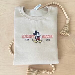 Vintage Inspired Mickey Mouse Embroidered Sweatshirt