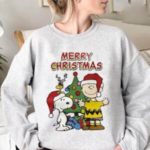 Vintage Merry Christmas Snoopy Charlie Hoodie Sweatshirt Tee