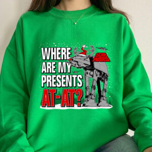 Where Are My Presents Santa AT-AT Christmas Lights Shirt