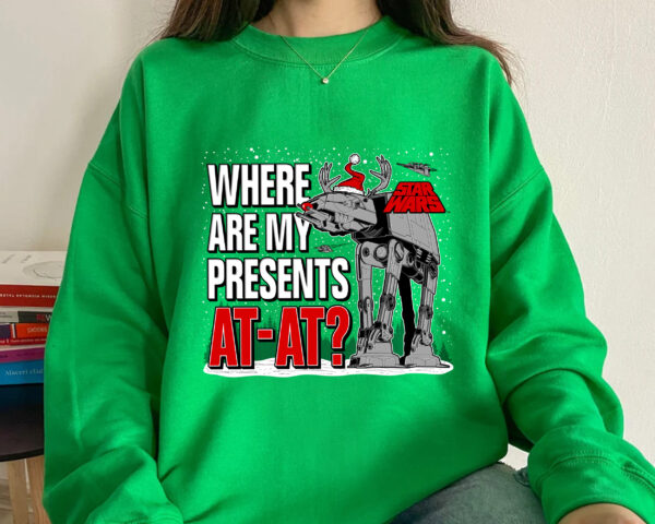 Where Are My Presents Santa AT-AT Christmas Lights Shirt