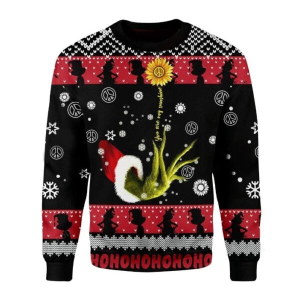 You Are My Sunshine The Grinch And Sunflower Ugly Xmas Sweater