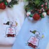 Snoopy Chatting With Snow Christmas Embroidered Sweatshirt