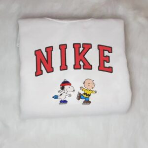 Embroidered Charlie Brown & Snoopy Nike Sweatshirt Hoodie Tee