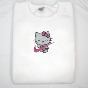 Cute Kitty Nike Embroidered Sweatshirt Hoodie Tee