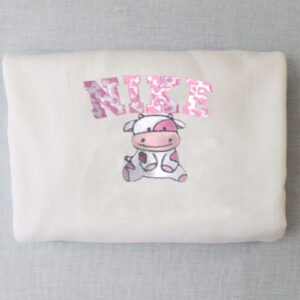 Cute Pink Cow Nike Emboidered Sweatshirt Hoodie Tee