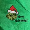 Embroidered Resting Grinch Face Christmas Sweatshirt