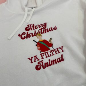 Embroidered Merry Christmas Ya Filthy Animal Hoodie Sweatshirt Tee