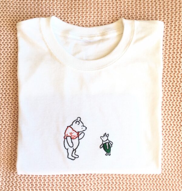 Embroidered Winnie the Pooh and Piglet Chatting Together Sweatshirt