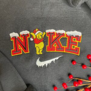 Embroidered Winnie The Pooh Nike Christmas Sweatshirt Hoodie Tee