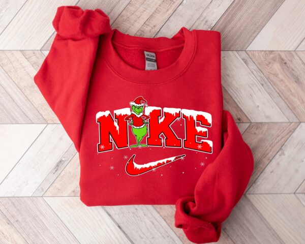 Full Red Nike Grinch Christmas Snow Sweatshirt