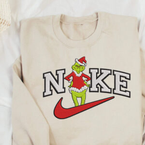 Funny Nike Grinch Angry Standing Swoosh Embroidered Sweatshirt