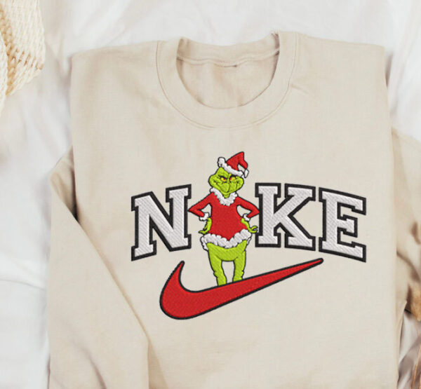 Funny Nike Grinch Angry Standing Swoosh Embroidered Sweatshirt