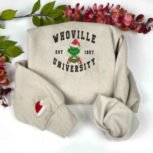 Grinch University Whoville Christmas Embroidered Sweatshirt