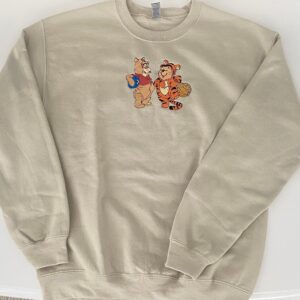 Halloween Winnie The Pooh And Tigger Embroidered Sweatshirt