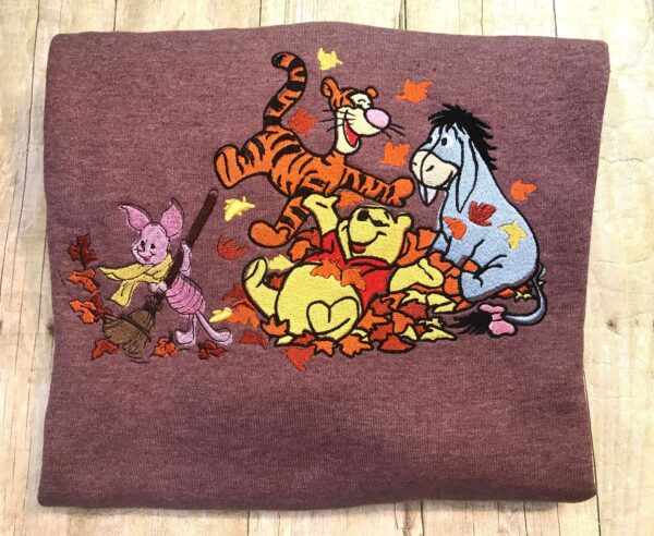 Winnie The Pooh & Friends Enjoy Fall Season Embroidered Sweatshirt