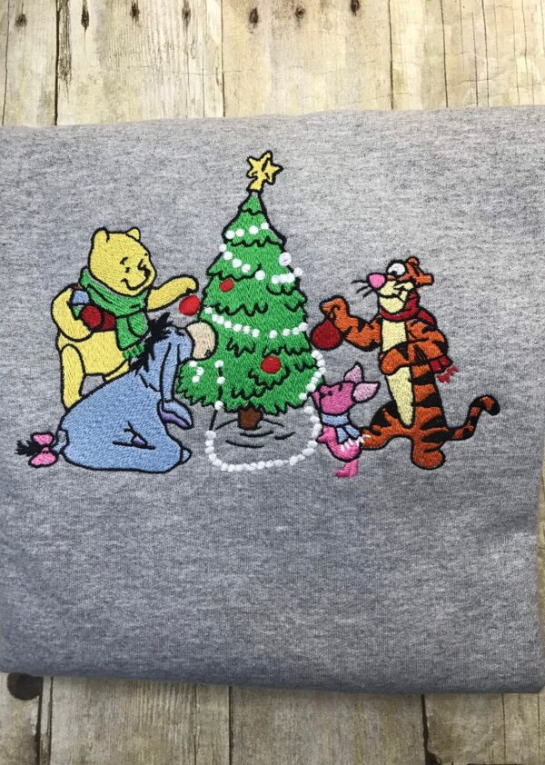 Winnie the Pooh & Friends Decor Christmas Tree Embroidered Sweatshirt