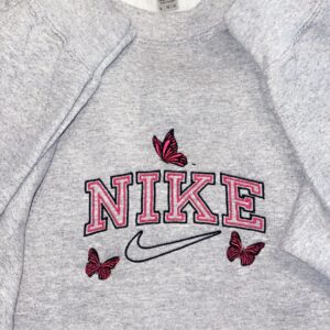 Red Butterfly Nike Embroidered Sweatshirt Hoodie Tee