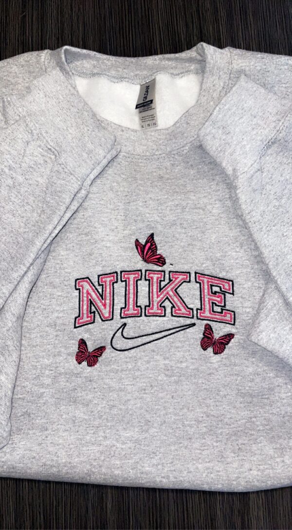 Red Butterfly Nike Embroidered Sweatshirt Hoodie Tee