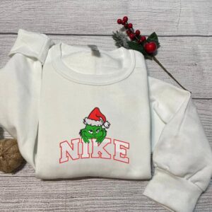 Christmas Nike Grinch Face Embroidered Vintage Sweatshirt