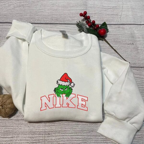 Christmas Nike Grinch Face Embroidered Vintage Sweatshirt