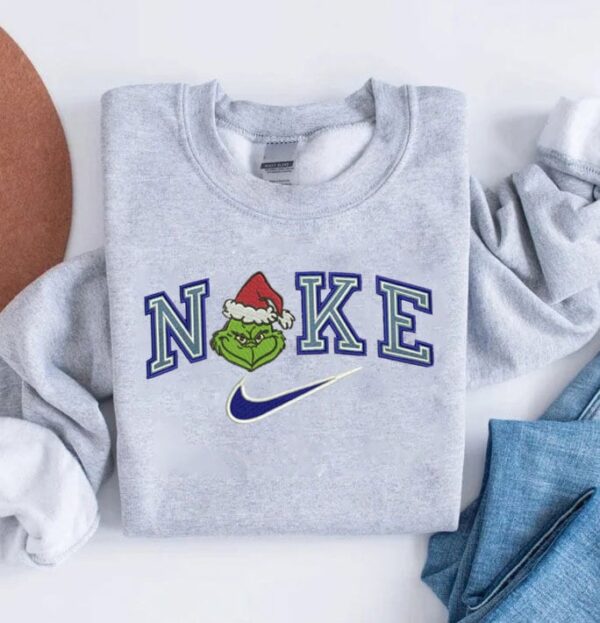 Vintage Nike Santa Grinch Face Embroidered Sweatshirt