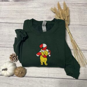 Christmas Winnie the Pooh Santa Embroidered Sweatshirt