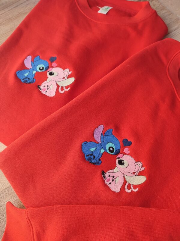 Lovely Heart Stitch Angel Couple Embroidered Sweatshirt