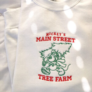 Mickey Main Street Tree Farm Embroidered Christmas Sweatshirt Hoodie