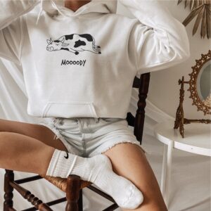 Moody Cow Print Sweatshirt Hoodie Tee