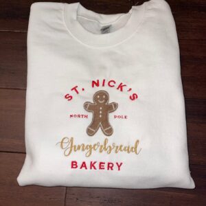 Nick Gingerbread Bakery Christmas Embroidered Sweatshirt