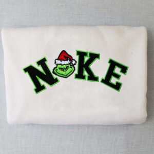 Nike Grinch Wearing Christmas Hat Embroidered Sweatshirt