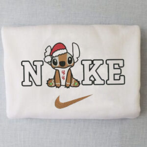 Nike Stitch Wearing Christmas Hat Embroidered Sweatshirt