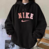 Embroidered Nike Cow Pink Black Hoodie