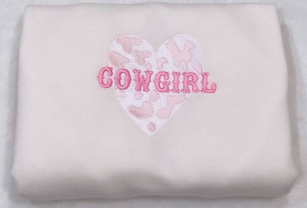 Pink Heart Cowgirl Embroidered Hoodie Sweatshirt Tee