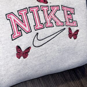 Red Butterfly Nike Embroidered Sweatshirt Hoodie Tee