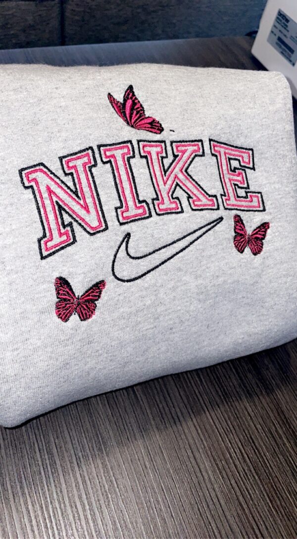 Red Butterfly Nike Embroidered Sweatshirt Hoodie Tee