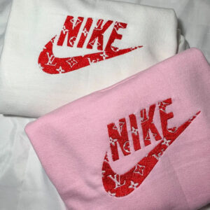 Red Nike Mix Flower Embroidered Sweatshirt Hoodie Tee